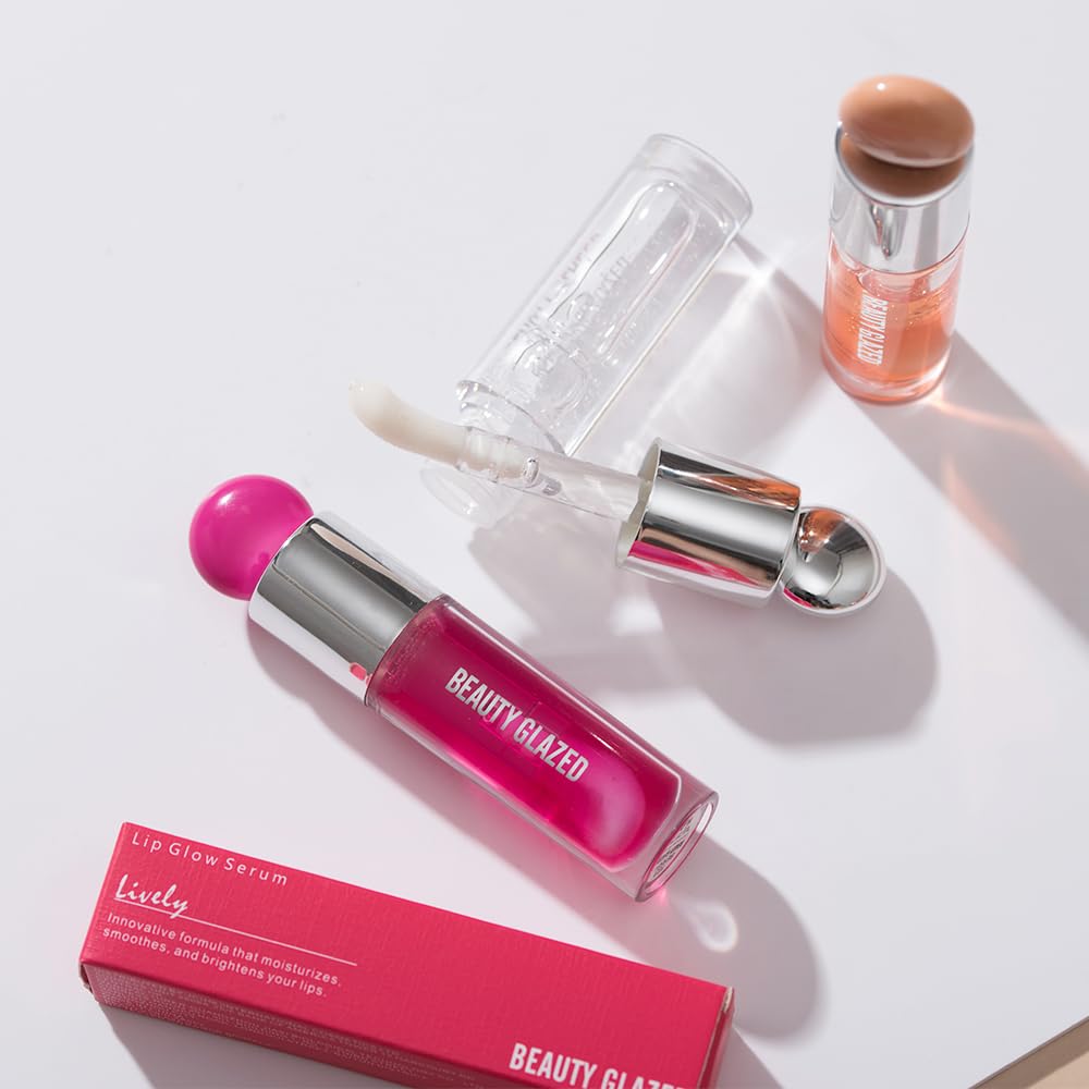 Beauty Glazed Variedad de colores – Aceite labial ultra hidratante y nutritivo no pegajoso, acabado brillante suave, aceite de brillo labial de