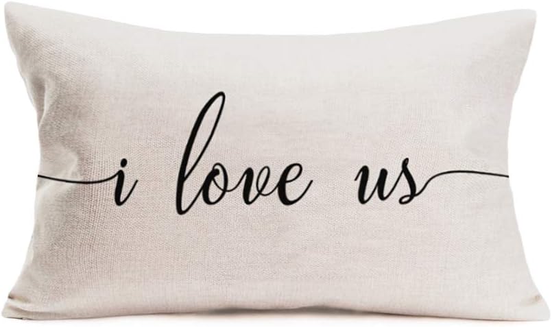 Fundas de almohada con texto en inglés “I Love Us”, estilo rústico, estilo granja, letras de dulce letrero, fundas de almohada de San Valentín,