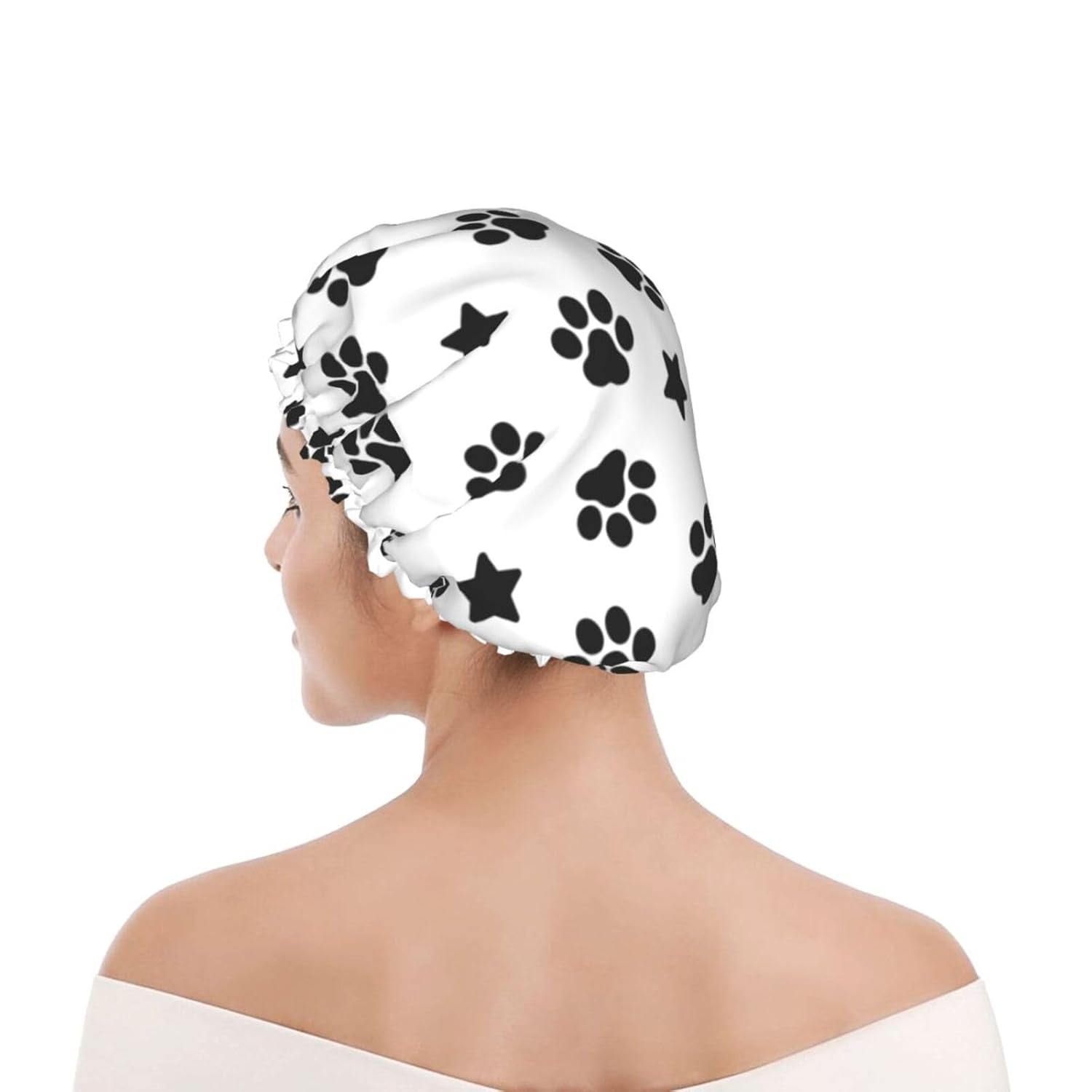 Lindo gorro de ducha impermeable de doble capa para perros, adecuado para todos los tamaños de cabeza