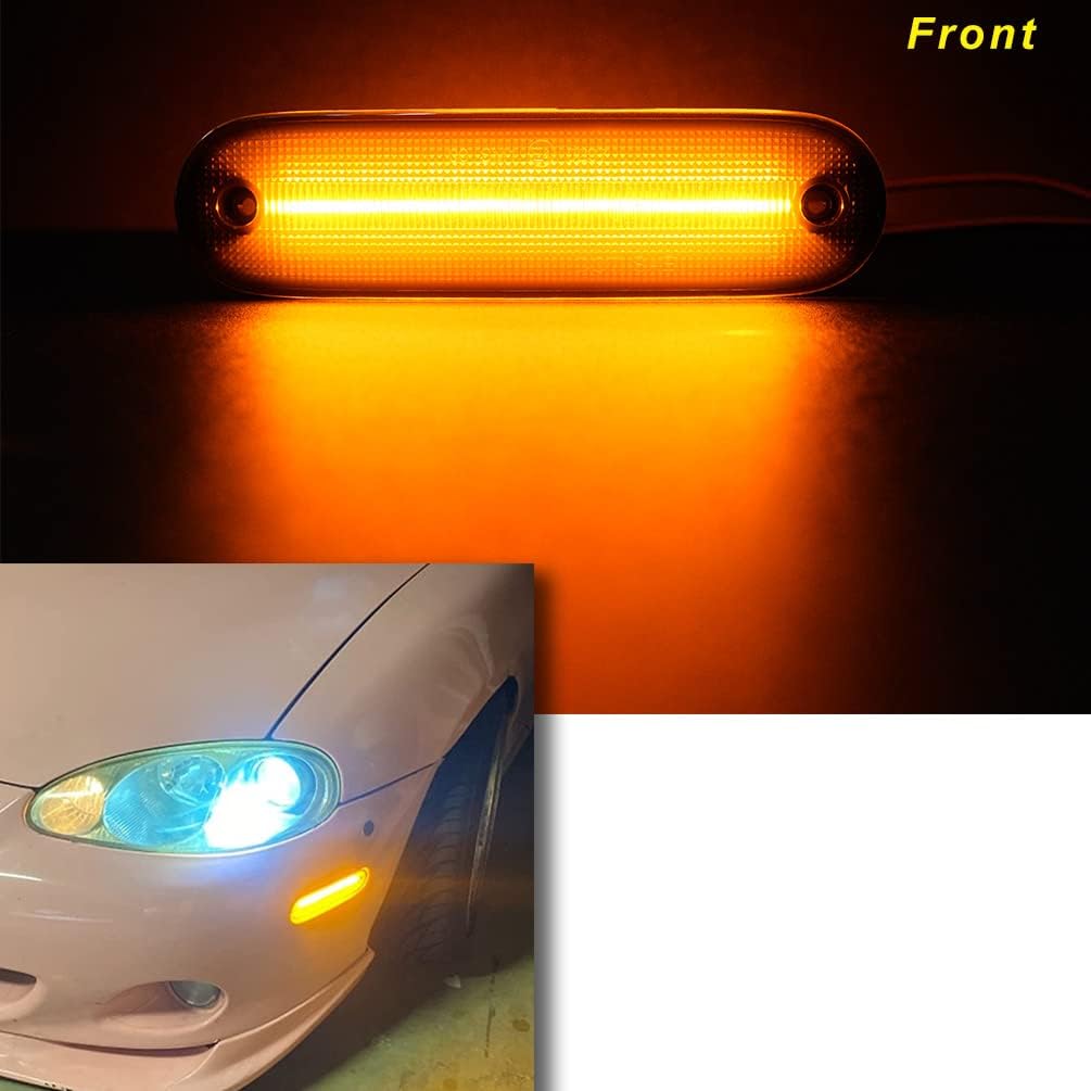 Lentes transparentes Miata MX-5 LED Kit de luz de marcador lateral para Mazda Miata MX-5 1990-1997 y Mazda Miata MX-5 1999-2005 ámbar delantero rojo