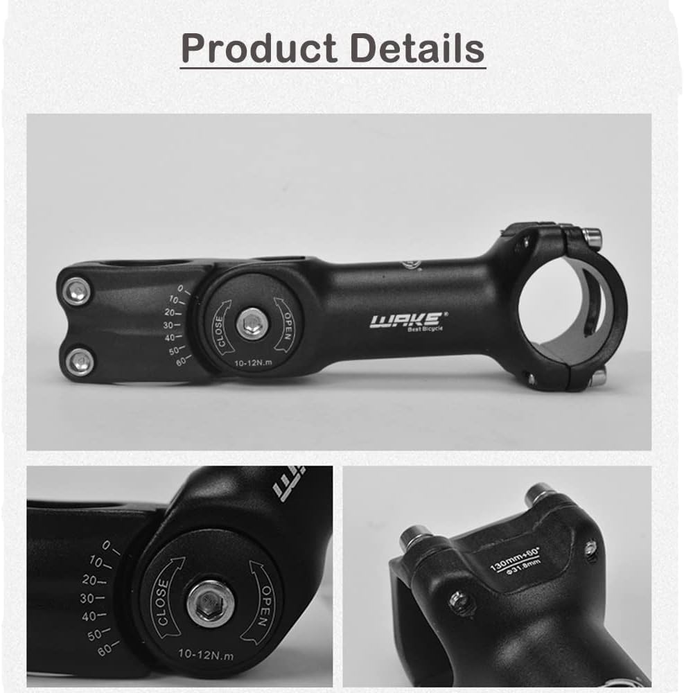 CYSKY Vástago de bicicleta ajustable 31.8 3.543in4.331in5.118in 0-60 grados ajustable MTB Stem Bike Manillar Elevador para bicicleta de montaña,