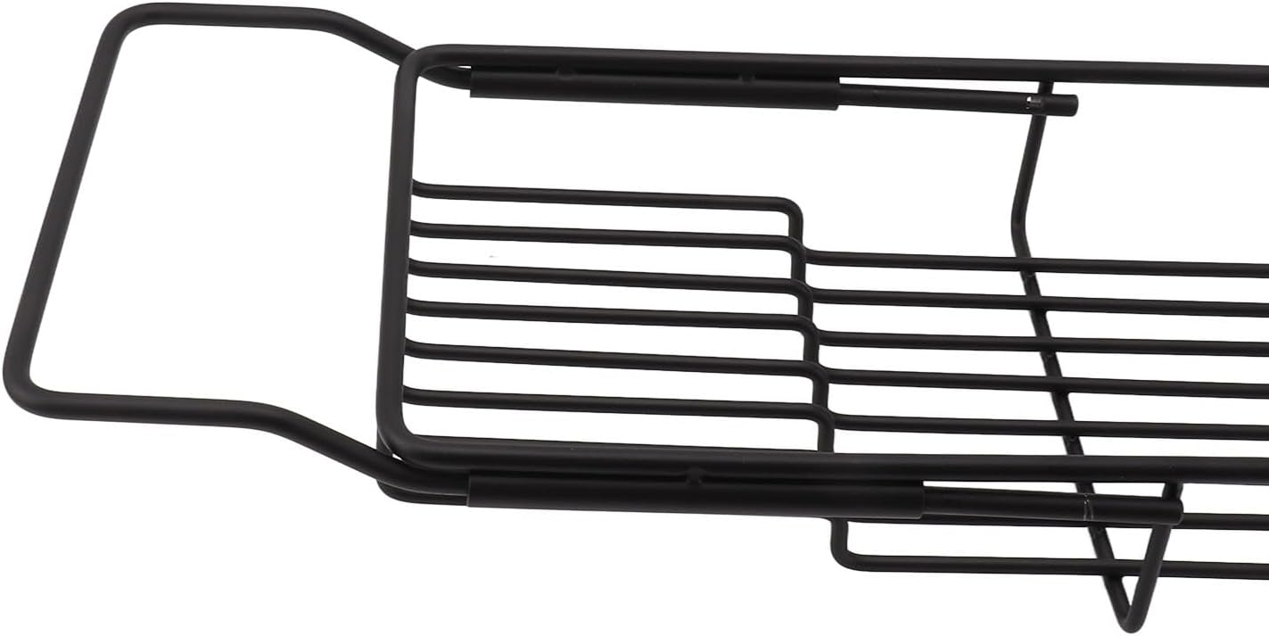 Estante de bañera de mármol con bandeja de bañera expandible antideslizante, ahorradora, multifuncional para regalo de calentamiento (negro)