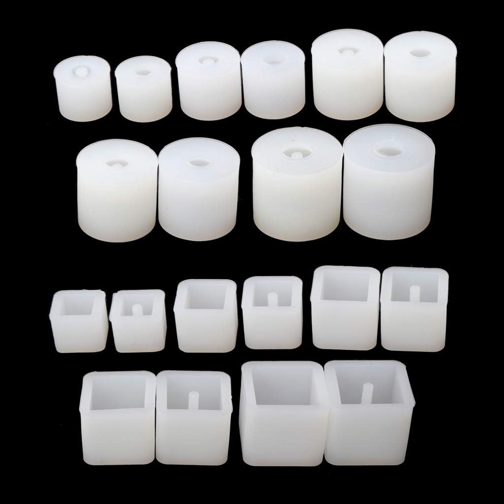 Molde de bolas de silicona con agujero redondo de resina epoxi para joyería, proyecto de manualidades T, 20 unidades