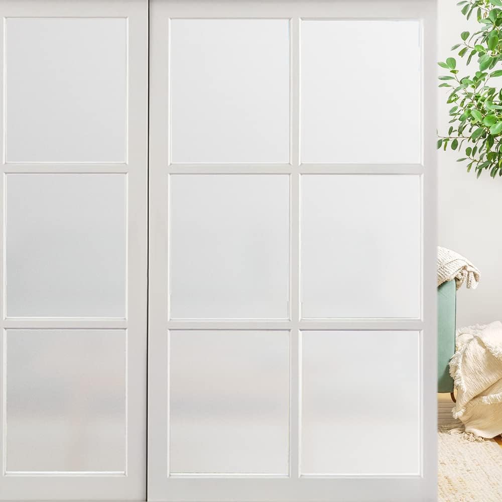 LEMON CLOUD Película de privacidad para ventana, esmerilada, no adhesiva, opaca para puerta de baño, ventana, calcomanías de adherencia estática,