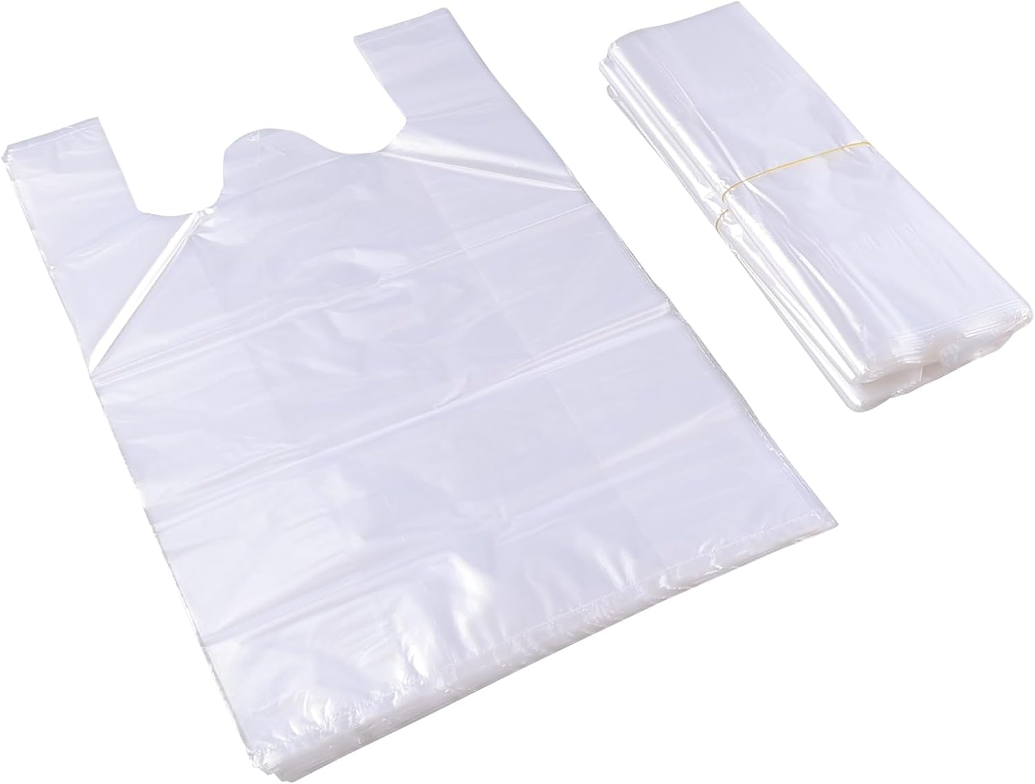 Cinkyou – Bolsa de plástico para camisetas de 800 unidades, bolsas de compras para comestibles, bolsa transparente para restaurantes, supermercados