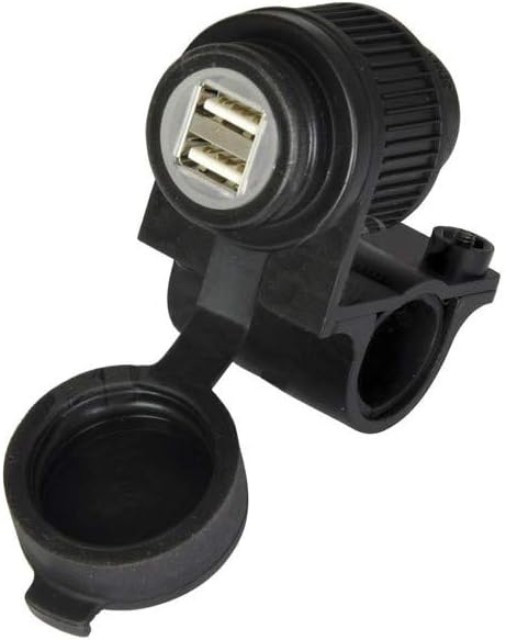 Oxford – Cargador USB de doble puerto resistente a la intemperie (5V 2Amp) Negro (EL102), 3.9 ft