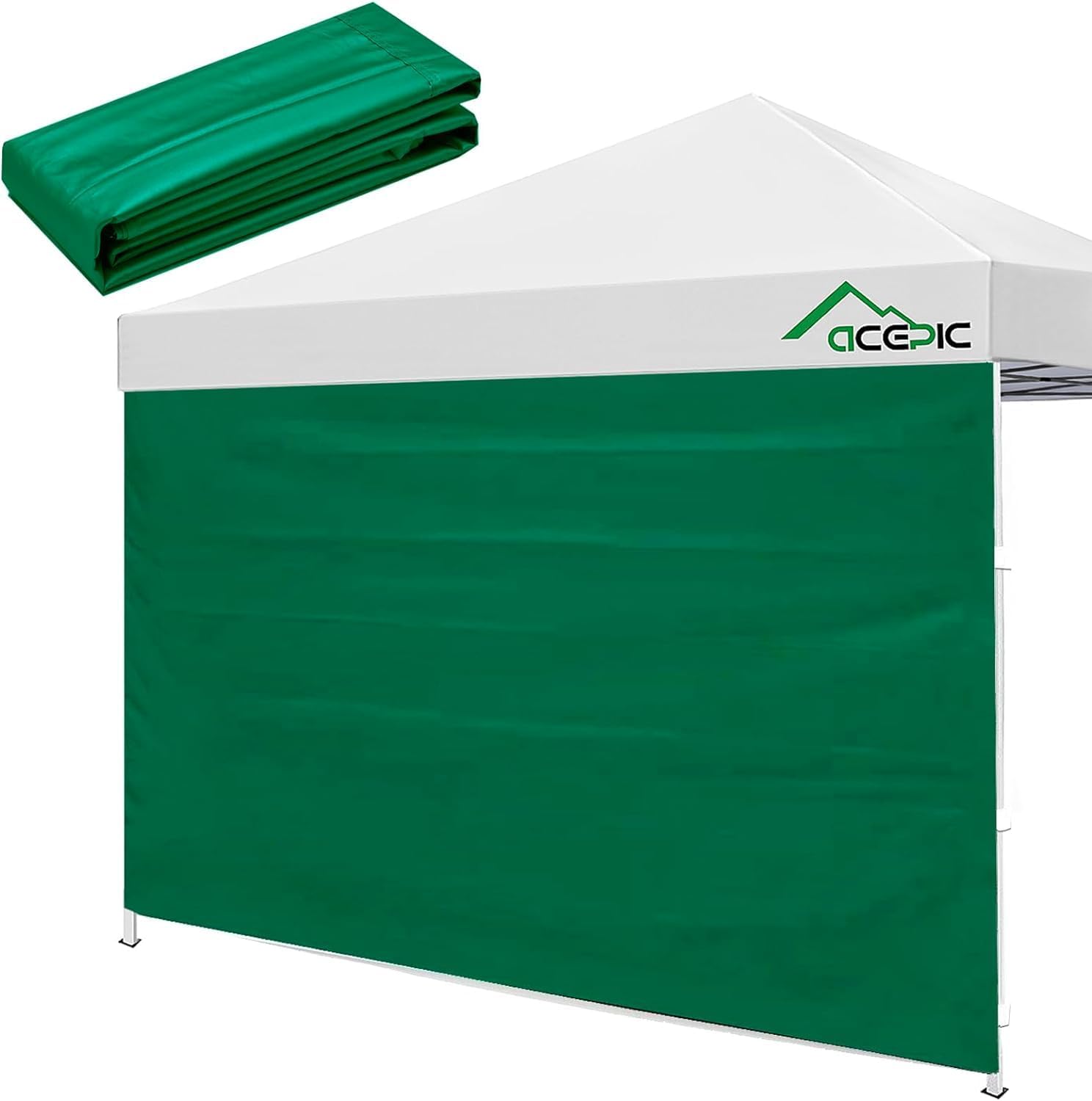 Paredes laterales de tienda de campaña instantánea para toldo desplegable de 10 x 10 pies, poliéster 210D impermeable, verde (solo 1 pared lateral,