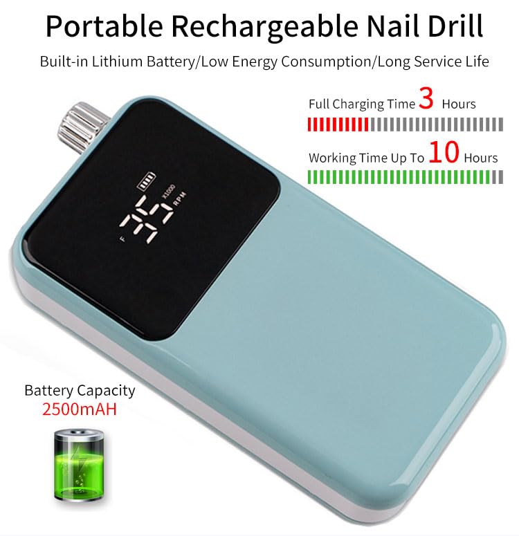 Taladro de uñas profesional portátil, lima de uñas eléctrica, eliminación de uñas, para salón de uñas en el hogar (motores sin escobillas premium,