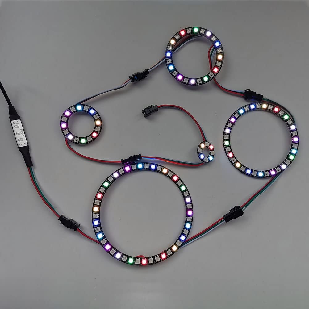Anillo LED direccionable WS2812 de 8 bits con cable SM2.54-3P, DC5V WS2812B 5050 RGB LED con controladores integrados de píxeles de control