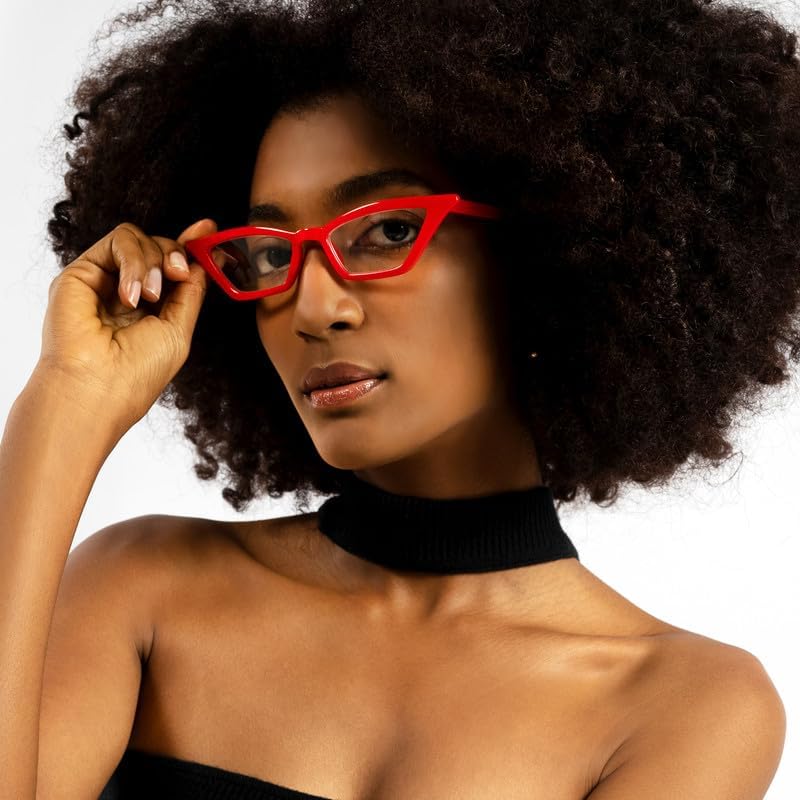 Lentes de lectura Red Funky Cat Eye para mujer para lucir elegante, a la moda con alta visión, cómodos para todas las formas de cara, lentes de