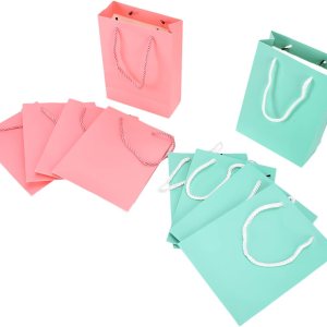 BORDSTRACT Bolsas de embalaje de regalo de papel, 10 bolsas reutilizables de color puro, 5 rosas y 5 verdes con asa, bolsa vertical de regalo para BORDSTRACT Bolsas de embalaje de regalo de papel, 10 bolsas reutilizables de color puro, 5 rosas y 5 verdes con asa, bolsa vertical de regalo para