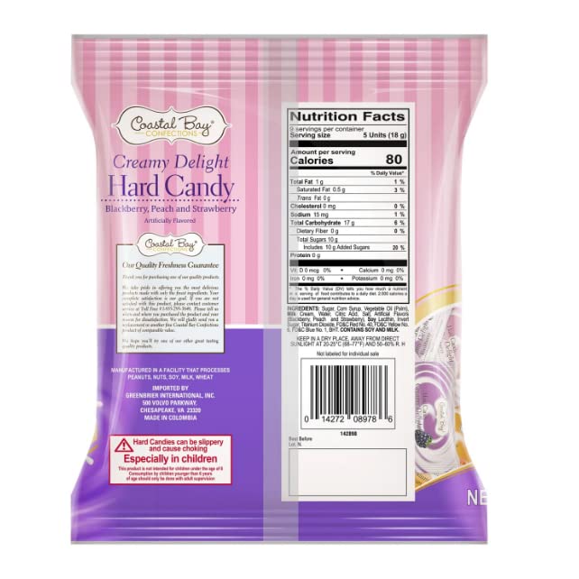 Delicia cremosa de caramelo duro  Sabores de fresa, melocotón y mora arremolinados en rica crema  Original clásico sabor dulce fresco envuelto
