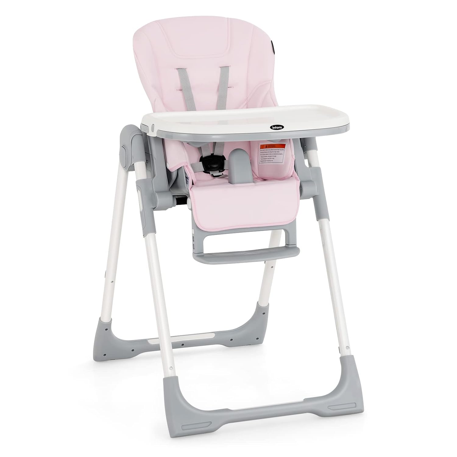 INFANS Silla alta para bebés y niños pequeños, silla alta plegable con respaldo ajustable múltiple, reposapiés y altura del asiento, bandeja