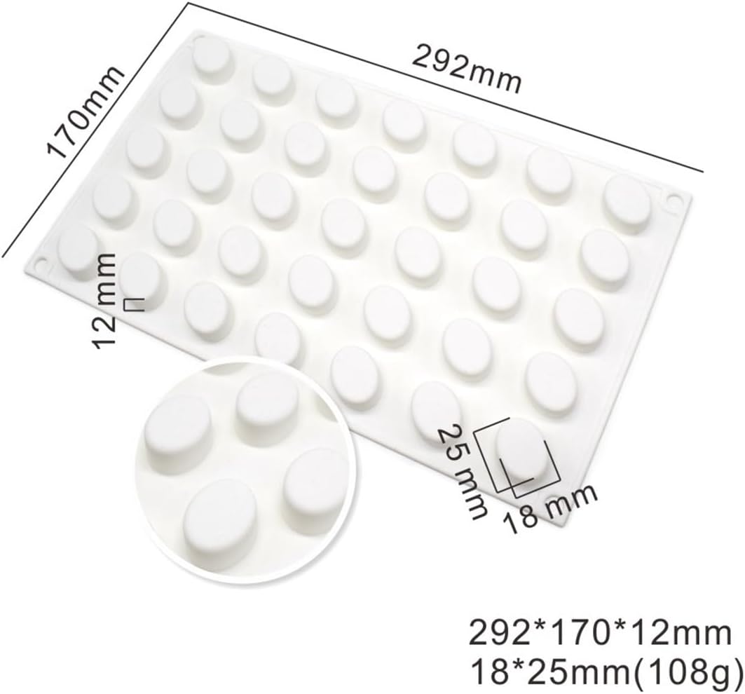 mostsom Molde ovalado de silicona para dulces, 35 rejillas, moldes para fondant de chocolate, herramientas de decoración para hornear