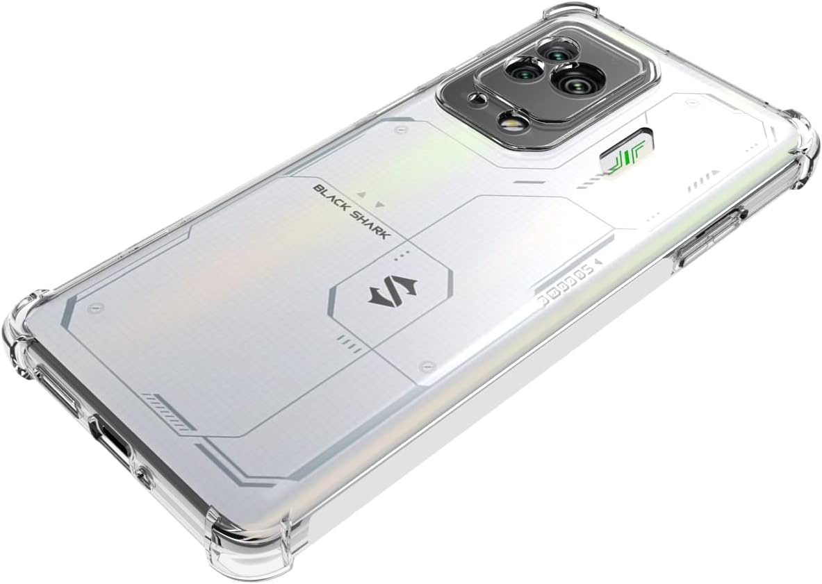 Caso para negro tiburón 5 pro claro TPU cuatro esquinas cubierta protectora transparente suave funda