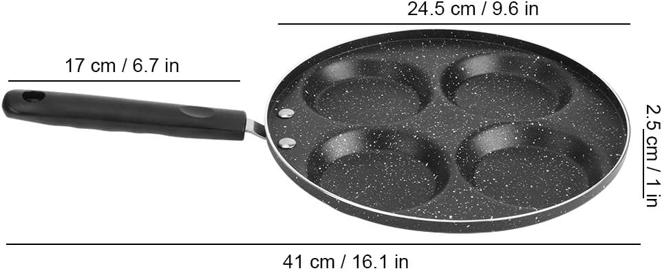 Sartén de huevos, 4 tazas de aluminio antiadherente para el hogar, sartén para tortillas, cocina, desayuno, panqueques con asa