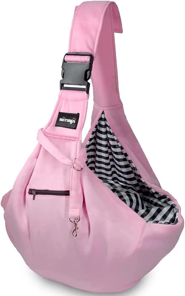 NATUYA Transportador para perros pequeños y gatos, correa ajustable, manos libres, para mascotas, cachorros, para viajes al aire libre, metro (rosa,