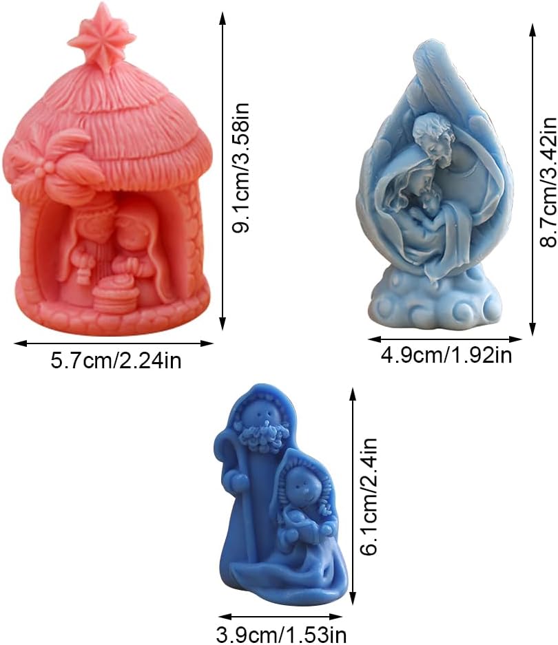 Molde de silicona religioso de Jesús Natividad de la Santa Familia para suministros de fabricación de velas, molde de vela de Jesús Virgen María,