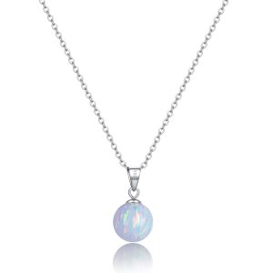 Sterling Silver Opal Necklace for Women Dainty 10mm Round White Opal Necklaces Handmade Opal Jewelry for Women Sterling Silver Opal Necklace for Women Dainty 10mm Round White Opal Necklaces Handmade Opal Jewelry for Women