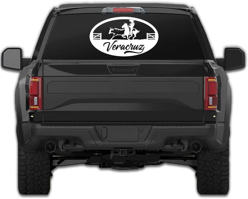 Adhesivos de Veracruz de México Coleadero Charreada Rodeo para Carros Diseño Charro de México Calcomanias para Trocas y Carros (8 x 4.5 pulgadas,