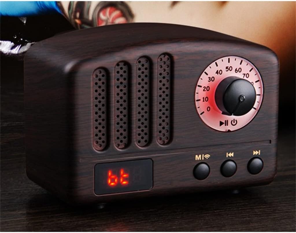 Retro Radio- Altavoz portátil Clásico Estilo Vintage Mini Tamaño Altavoz con Radio FM