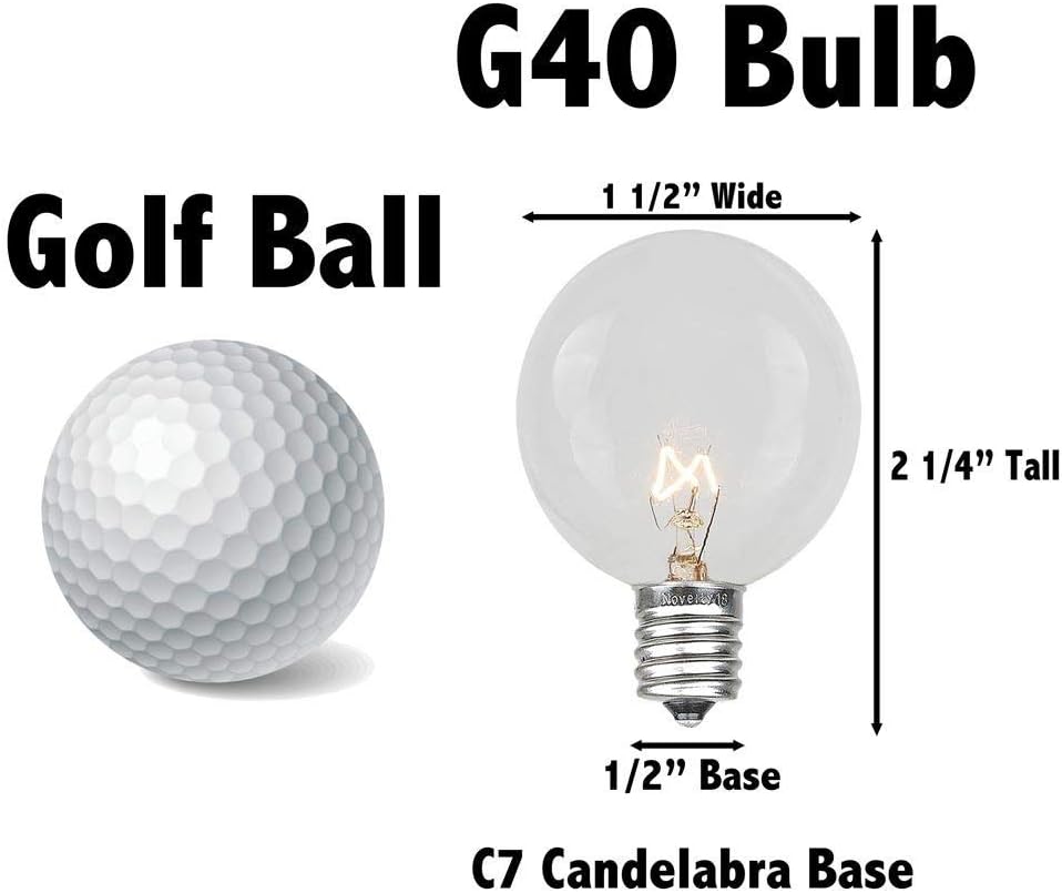 Guirnalda de luces G40 para patio con 25 bombillas de globo azul, luces colgantes de jardín, luces vintage para patio trasero, luces de cadena para