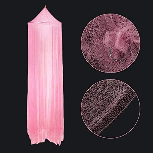 Mosquitera redonda de encaje cortina de cúpula de cama para camas individuales a king, camping (rosa claro)