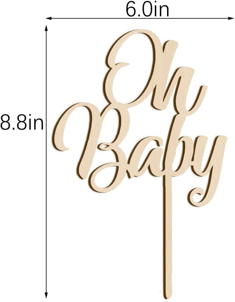 Oh Baby Cake Topper  Decoración de madera de gran tamaño para pastel de baby shower, para temática rústica, fiesta de revelación de género,