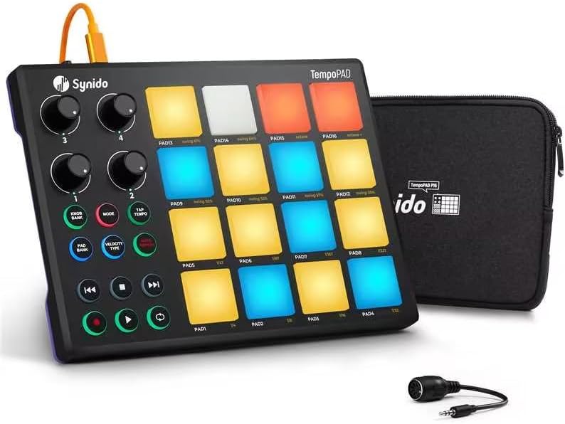 TempoPAD – Controlador de almohadilla MIDI para producción musical, almohadilla portátil USB MIDI Beat Pad para principiantes con bolsa de