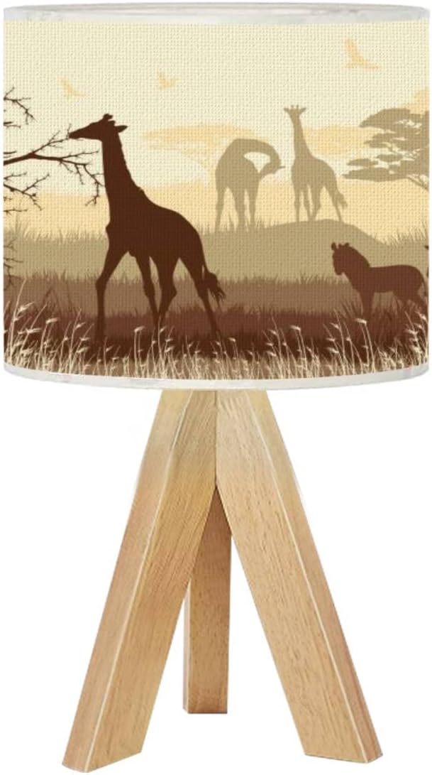 Lámpara pequeña de jirafas africanas, cebras, mesita de noche, trípode, lámpara de mesa de noche, mini lámpara de lectura, lámpara bohemia para