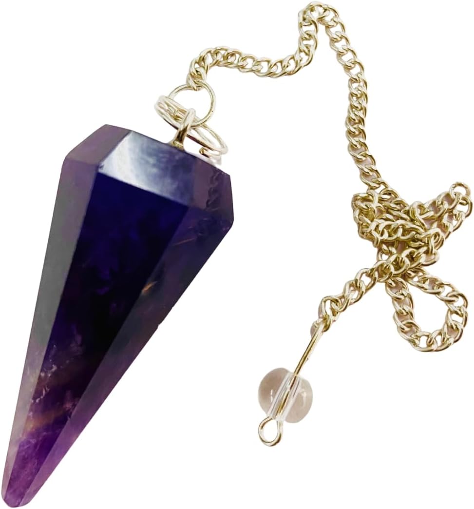Amatista hexagonal puntiagudo Reiki Crystal Pendulum Gemstone Pendant Energy Healing Dowsing Pendulum  Frank & Maverick