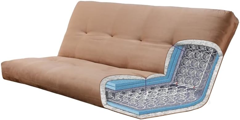 Kodiak Furniture Lexington Futón de almacenamiento en marrón desgastado con colchón azul