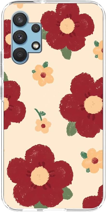 Funda transparente compatible con Samsung Galaxy A32 5G con diseño de patrón de flores, 1 funda protectora de silicona TPU delgada a prueba de