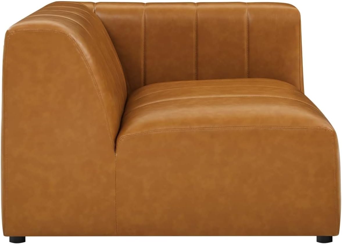 Modway Bartlett Channel – Sofá modular de cuero vegano copetudo de 4 piezas en color marrón