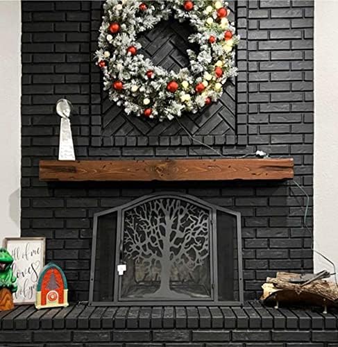 Mantel de chimenea de 1 nivel, envejecido, rústico, estante flotante, moderno, madera real. (60 pulgadas de largo x 6 pulgadas de alto x 8 pulgadas,