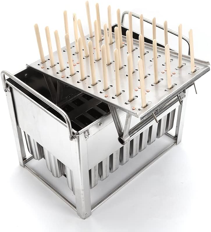KONKENIE Acero inoxidable Ice Lolly Molds Palillo de helado de paleta titular de plata (30PCS)