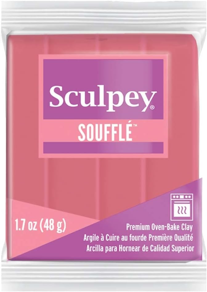 Sculpey Soufflé – Arcilla de horno de polímero para horno, rosa guayaba, no tóxico, barra de 1.7 onzas, ideal para la fabricación de joyas,