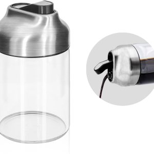Aelga Dispensador de salsa de soja, dispensador de aceite y vinagre con boquilla antigoteo de 7 onzas con tapa abatible automática, aceite de vidrio Aelga Dispensador de salsa de soja, dispensador de aceite y vinagre con boquilla antigoteo de 7 onzas con tapa abatible automática, aceite de vidrio
