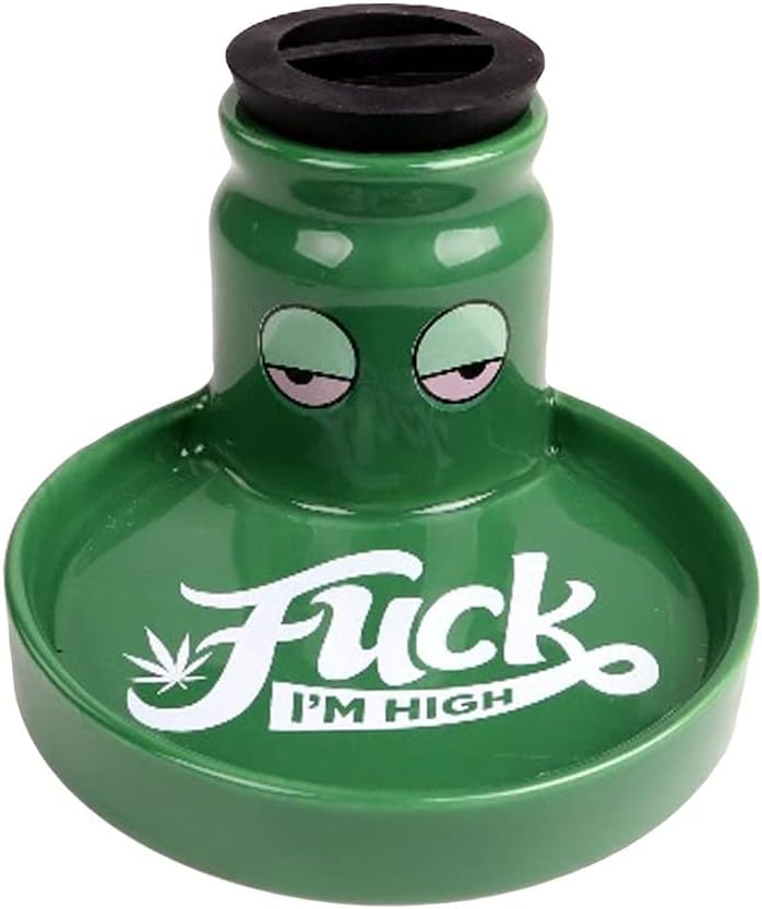 Cenicero de cerámica 2 en 1 con tarro de almacenamiento – 5 x 3 pulgadas (F I’m High)