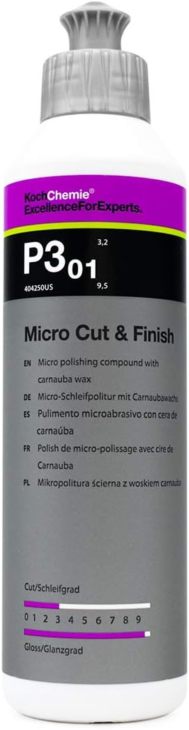 KOCHCHEMIE Micro Cut & Finish – Compuesto de pulido con cera de carnauba – Eliminación permanente de hologramas, arañazos finos y marcas de lijado