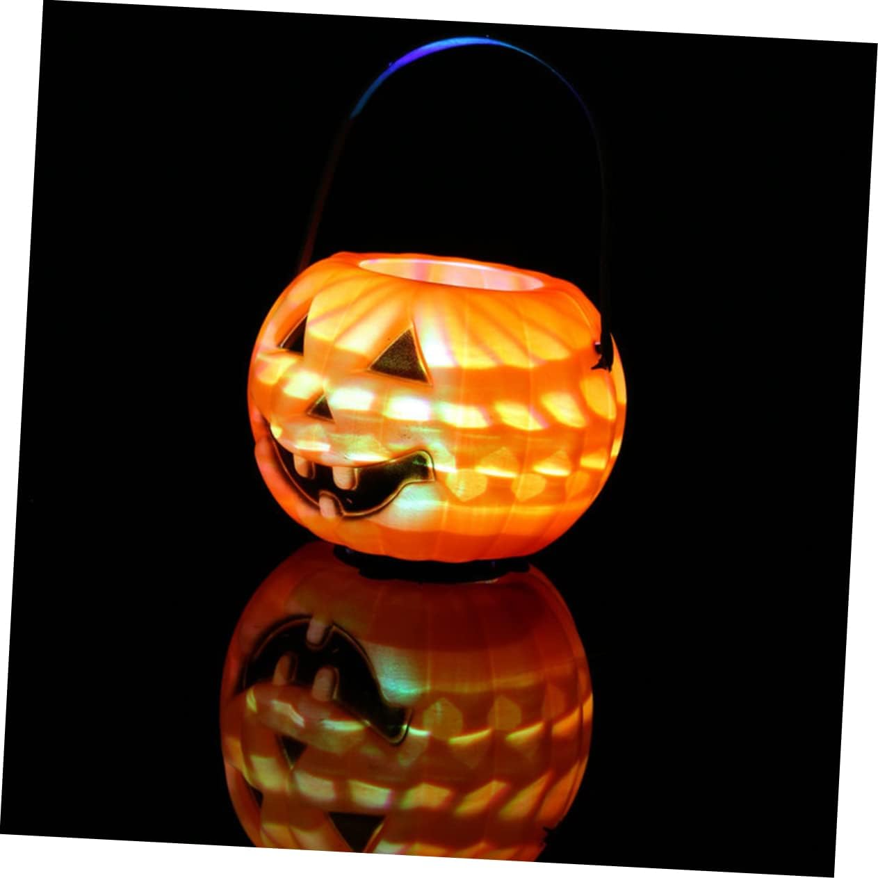 IMIKEYA Faroles de caramelo para niños, faroles LED decorativos, mini farol de calabaza, cubo de calabaza, cesta de dulces de Halloween, farol de