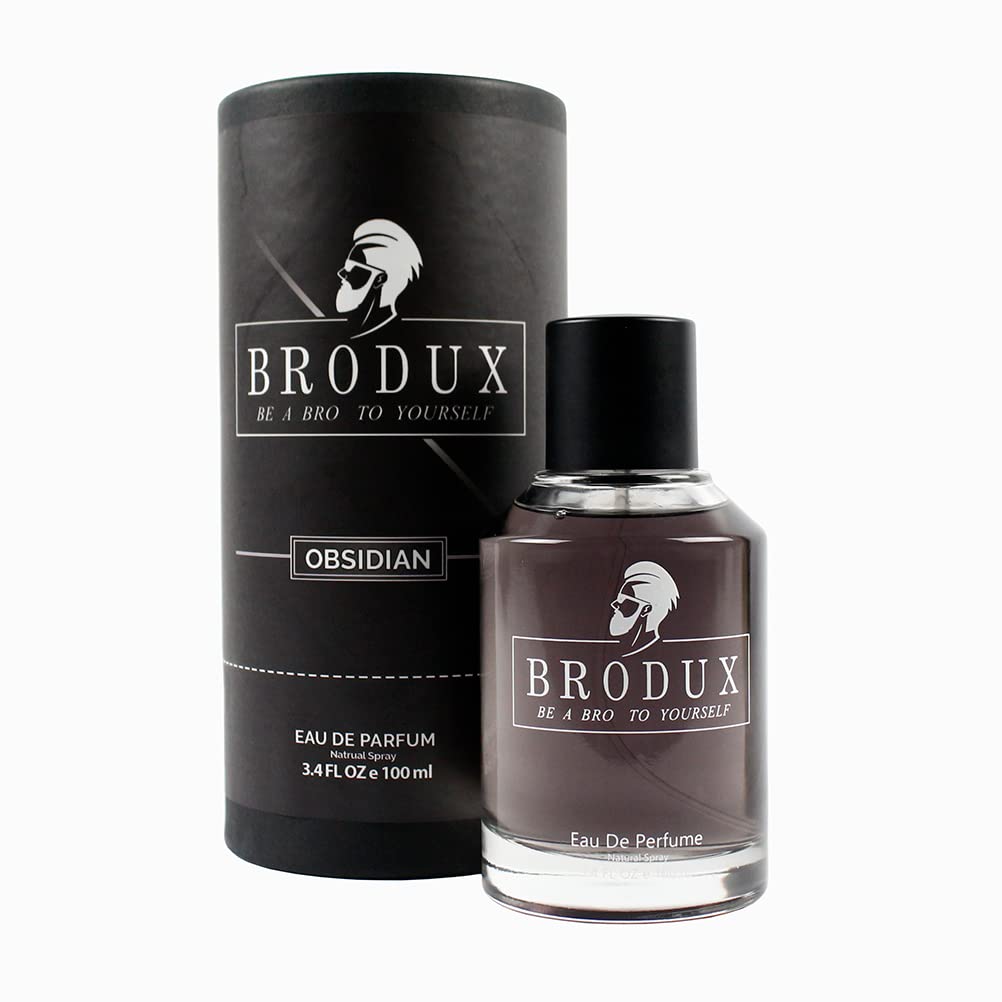 BRODUX Obsidian Handmade – Colonia natural para hombre, fusión audaz de mango helado, armadura plateada y pachulí negro, botella de 3.4 onzas