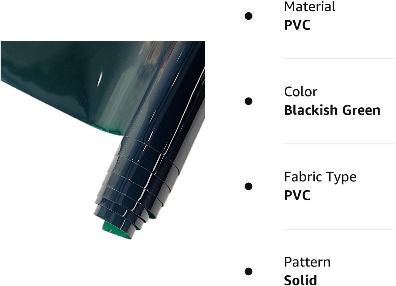 HYANG – Hojas de vinilo holográfico de piel sintética de PVC transparente verde negruzco, 1 rollo de 12 x 47 pulgadas (11.8 in x 47.2 in) para hacer
