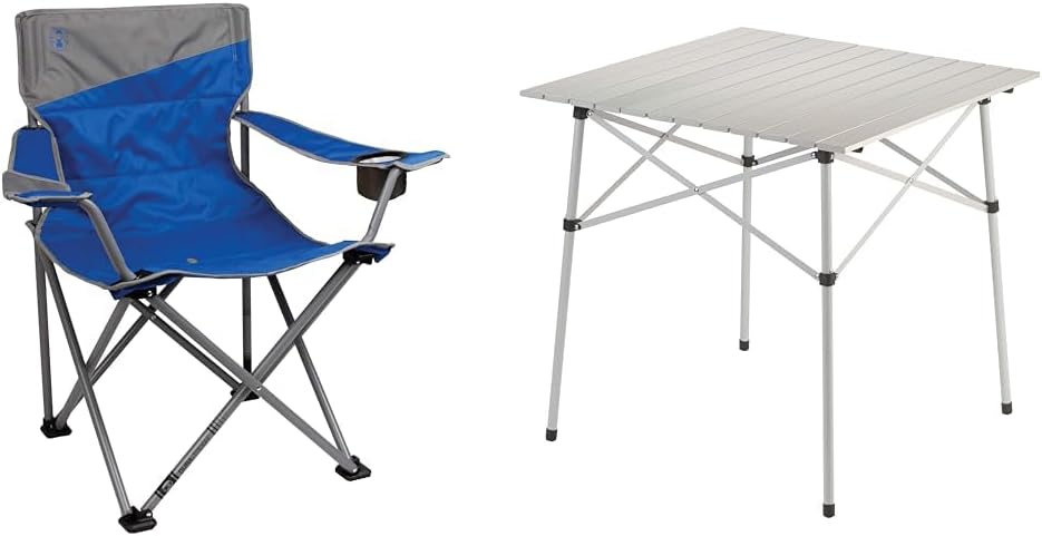 Coleman Big-N-Tall – Silla cuádruple con portavasos y bolsillo lateral, resistente al agua, silla de campamento de gran tamaño que soporta hasta 600