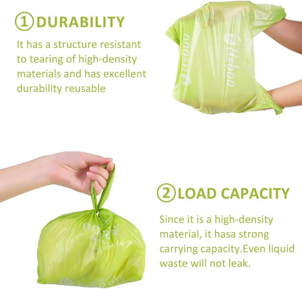 Bolsas de pañales desechables biodegradables, 100 unidades, capacidad de 10 onzas, asas fáciles de atar, cómodas y ecológicas