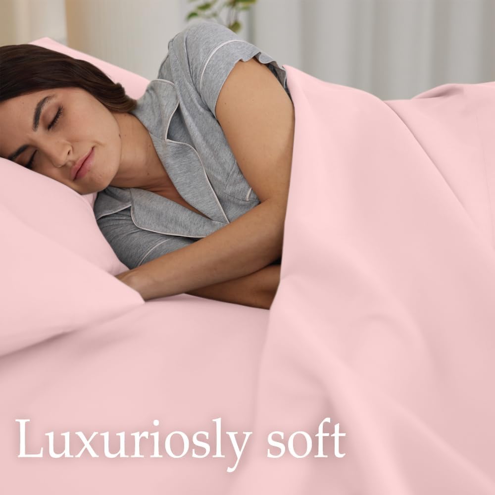 lalaLOOM Juego de sábanas tamaño matrimonial, ropa de cama de lujo de microfibra suave para hotel, bolsillo extra profundo, juego de sábanas y