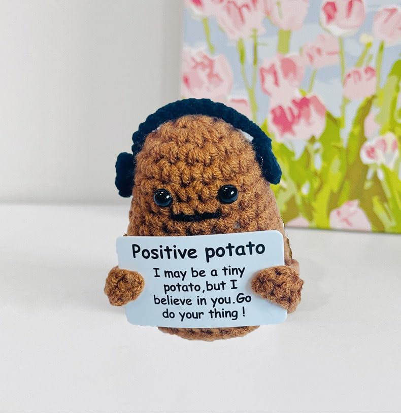 NVANFE Juguete inspirado en el regalo de papa, juguetes de punto, figuras divertidas, positivas, papas para tejer patatas para automóvil,