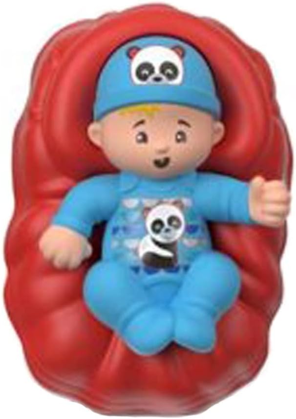 Pieza de repuesto para la familia Fisher-Price Little People Big Helpers – FRM72  Figura de bebé de repuesto en traje de panda azul y canasta roja