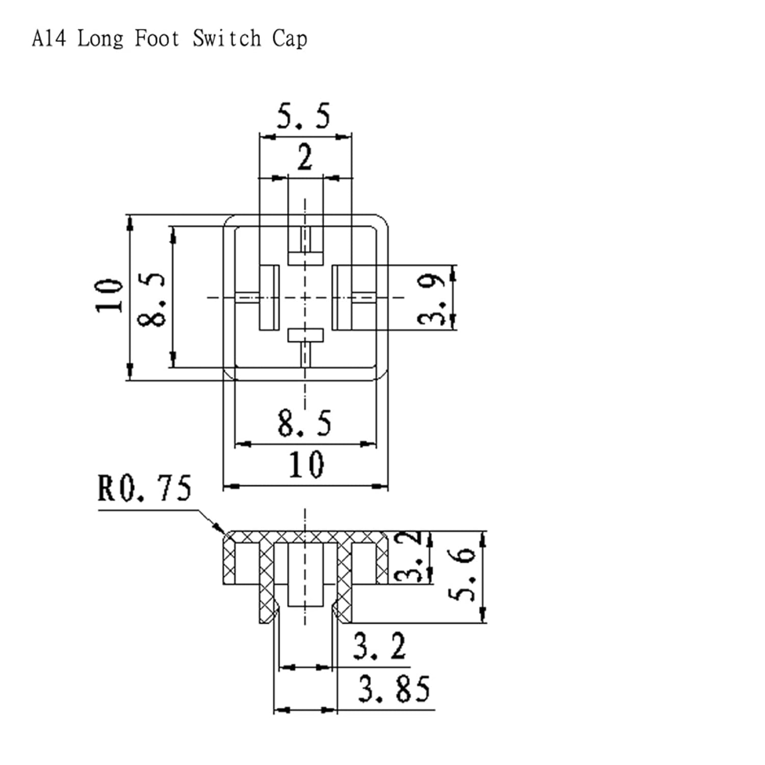 10 interruptores de botón táctil B3F + sombrero de color A14 10 piezas + tapa transparente, 10 microinterruptores táctiles momentáneos de 0.472 x