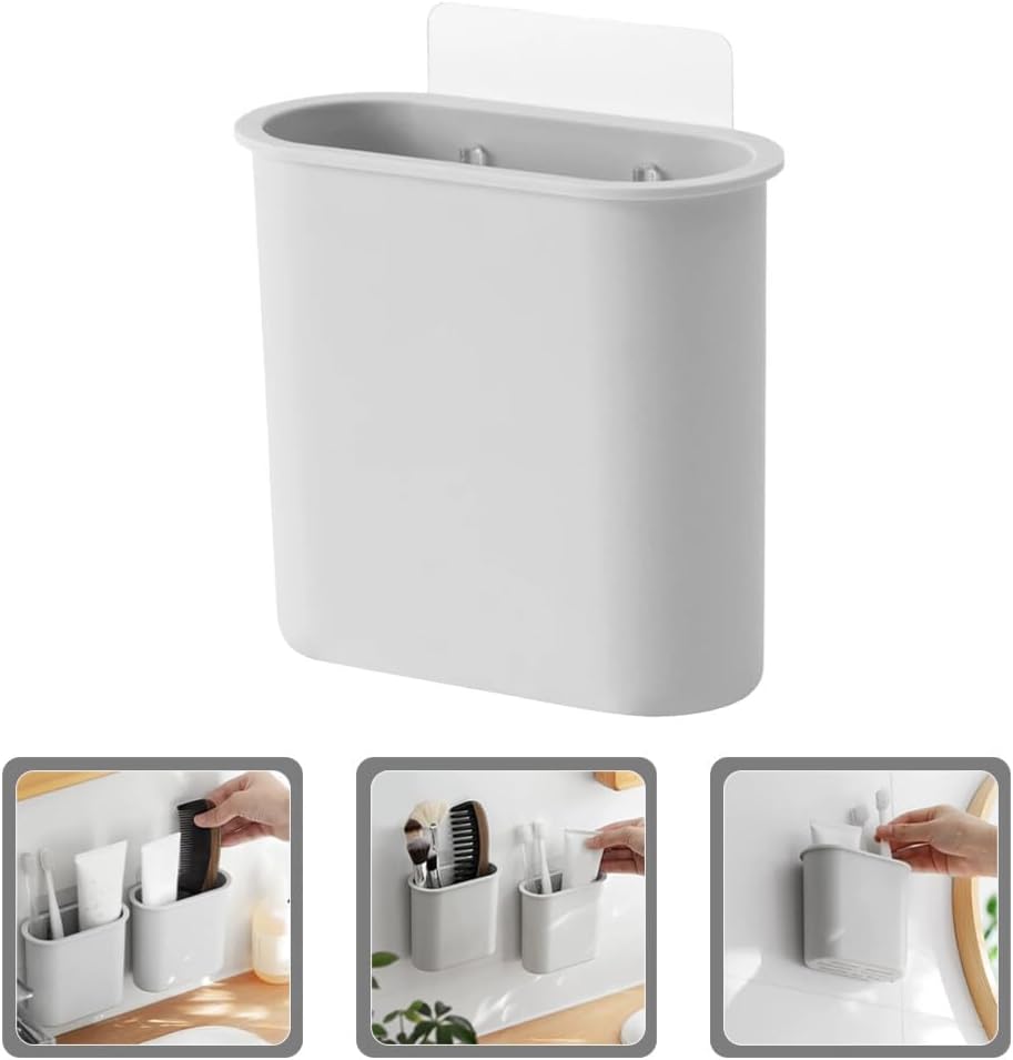 Cabilock Caja de almacenamiento de pared sin clavos, soporte para cepillos de dientes, cajas de almacenamiento de cepillos de dientes, estante de